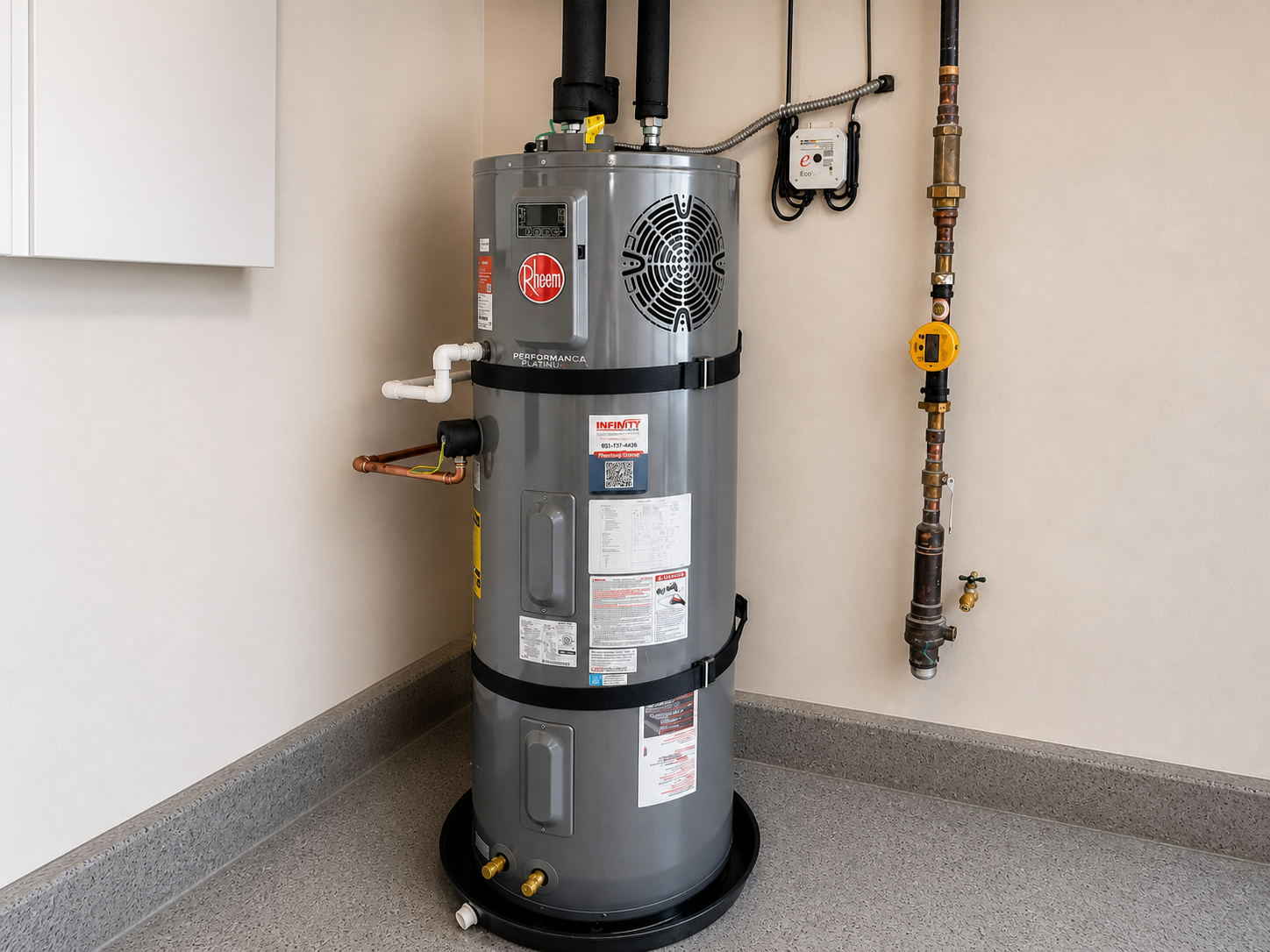 Clean heat-pump water heater installation in a residential home
