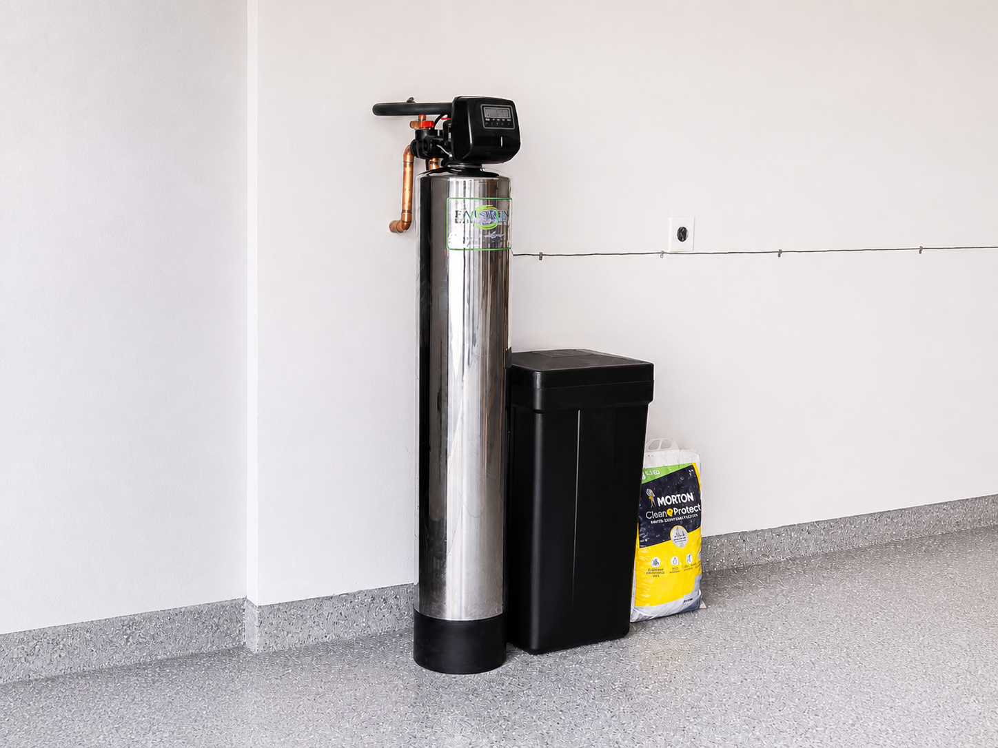 Clean residential water softener installation
